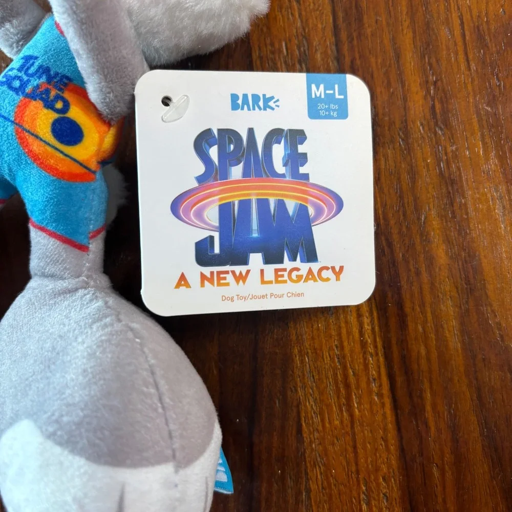BARK Space Jam A New Legacy Bugs Bunny Plush Squeaky Crinkle Dog Toy M-L NWT